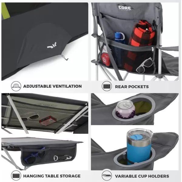 CORE 4 Person Instant Cabin Tent Camping Set  Includes 1 Instant Tent 1 Outdoor Table ampamp 2 Camp Chairs  Pop Up Tent with 60 Second Setup  Perfect for Family Car Camping with Included Carry Bag