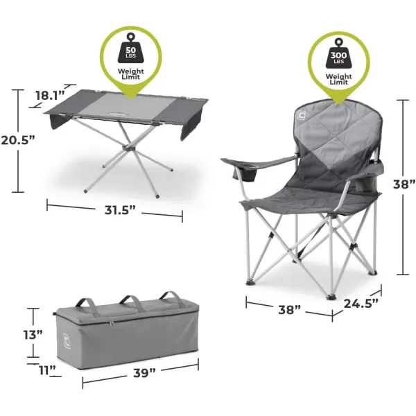 CORE 4 Person Instant Cabin Tent Camping Set  Includes 1 Instant Tent 1 Outdoor Table ampamp 2 Camp Chairs  Pop Up Tent with 60 Second Setup  Perfect for Family Car Camping with Included Carry Bag