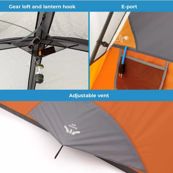 CORE 4 Person ampamp 6 Person Camp Tents  Portable Cabin Tent with Carry Bag for Outdoor Car Camping  Included Tent Gear Loft Organizer for Camping Accessories6 Person With Screen Room Orange