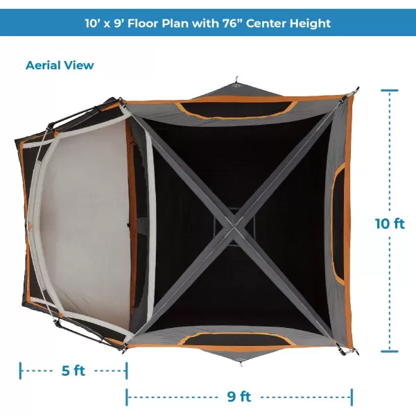 CORE 4 Person ampamp 6 Person Camp Tents  Portable Cabin Tent with Carry Bag for Outdoor Car Camping  Included Tent Gear Loft Organizer for Camping Accessories6 Person With Screen Room Orange