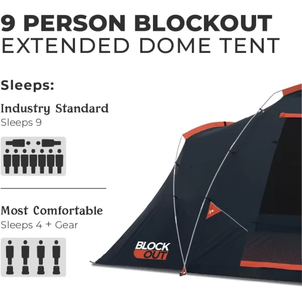CORE Blackout 6 Person ampamp 9 Person Dome Tent  Best Car Camping Outdoor Family Camp Tent  Included Storage Pockets for Camping Accessories  Portable Tent for Camping with Carry Bag9 Person