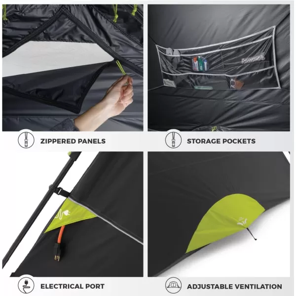 CORE Blackout Instant Cabin Tent  Pop Up Tent with Easy Setup for Family Camping  Large Portable Tent with Organization for Outdoor Camp Accessories 6 Person ampamp 9 Person Tent for Camping6 Person