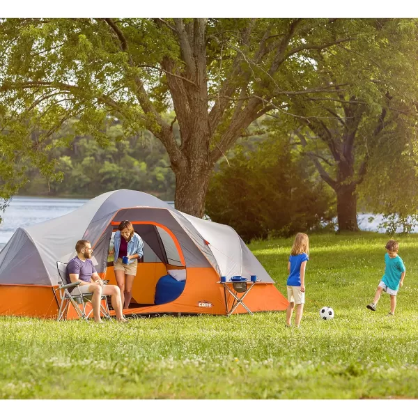 CORE Tents for Family Camping Hiking and Backpacking  4 Person  6 Person  9 Person  11 Person Dome Camp Tents with Included Tent Gear Loft for Outdoor Accessories9 Person Orange