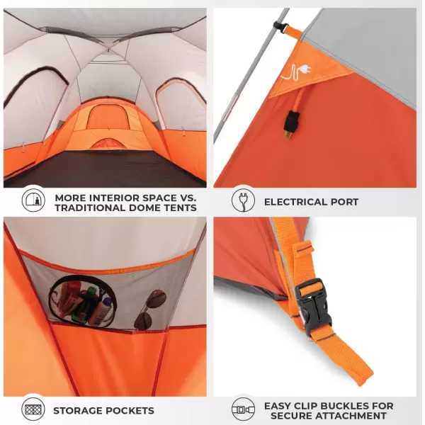 CORE Tents for Outdoor Family Hiking and Backpacking  4 Person  6 Person  9 Person Portable Dome Camp Tent with Storage Pockets for Camping Accessories9 Person