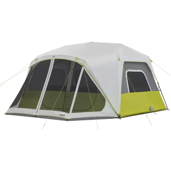 CORE 10 Person Instant Cabin Tent  2 Room Huge Tent with Screen Room for Family with Storage Pockets for Camping Accessories  Portable Large Pop Up Tent for 2 Minute Camp Setup