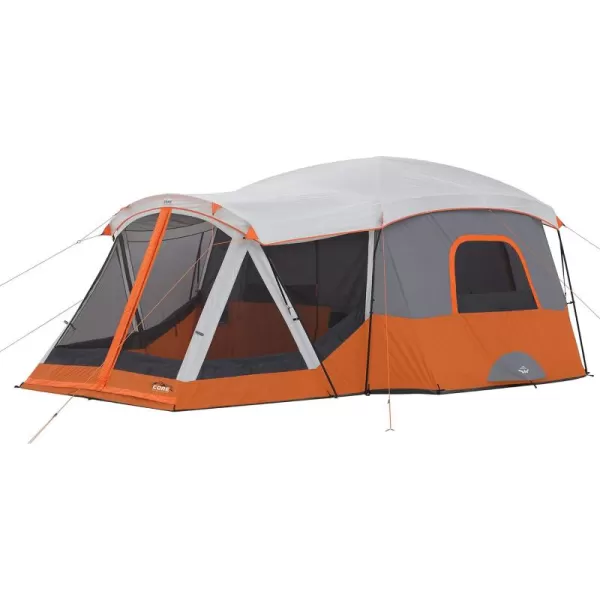 CORE 11 Person Family Cabin Tent with Screen Room  Large Multiple Room Tent with Storage Pockets for Camping Accessories  Portable Huge Tent with Carry Bag for Outdoor or Backyard Camping11 Person Cabin Tent with Screen Room Orange