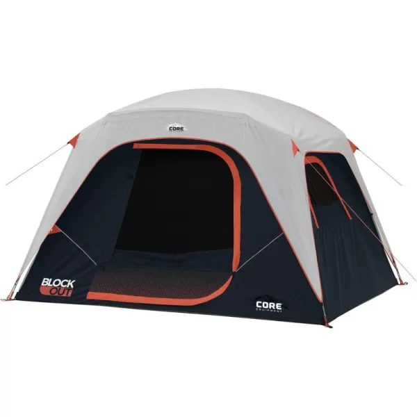 CORE Blackout 6 Person ampamp 9 Person Dome Tent  Best Car Camping Outdoor Family Camp Tent  Included Storage Pockets for Camping Accessories  Portable Tent for Camping with Carry Bag6 Person