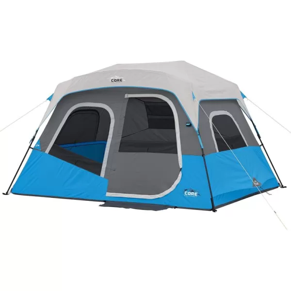 CORE Instant Tent with LED Lights  Portable Large Family Cabin Multi Room Tents for Camping  Lighted Pop Up Camping Tent  6 Person  9 Person  10 Person  12 Person Tents for Camping6 Person