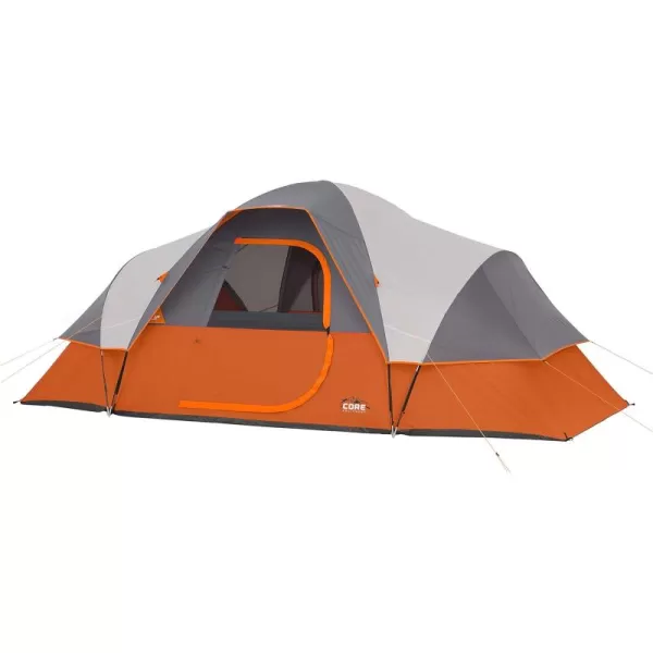 CORE Tents for Family Camping Hiking and Backpacking  4 Person  6 Person  9 Person  11 Person Dome Camp Tents with Included Tent Gear Loft for Outdoor Accessories9 Person Orange