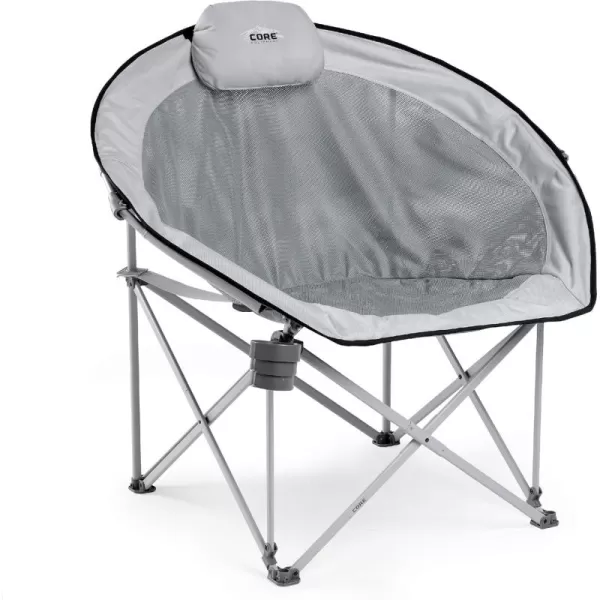 CORE Oversized Papasan Saucer Chair  Foldable Moon Lounge Chair with Cupholder ampamp Storage Pocket for Indoor Home or Outdoor Camping  Perfect for Concert Seat Sports Beach Travel ampamp PicnicMesh Round Chair