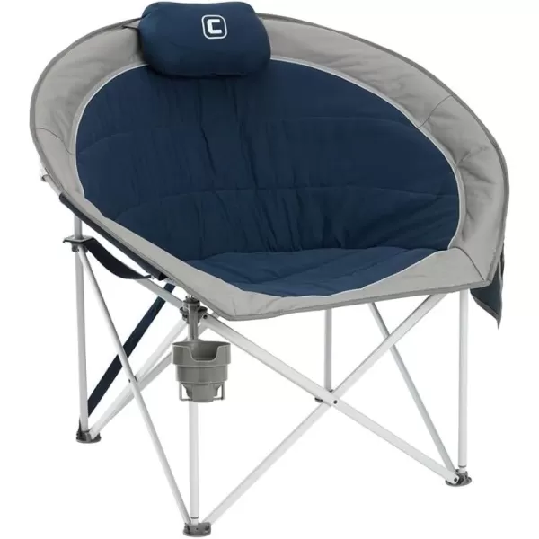 CORE Oversized Papasan Saucer Chair  Foldable Moon Lounge Chair with Cupholder ampamp Storage Pocket for Indoor Home or Outdoor Camping  Perfect for Concert Seat Sports Beach Travel ampamp PicnicNavy