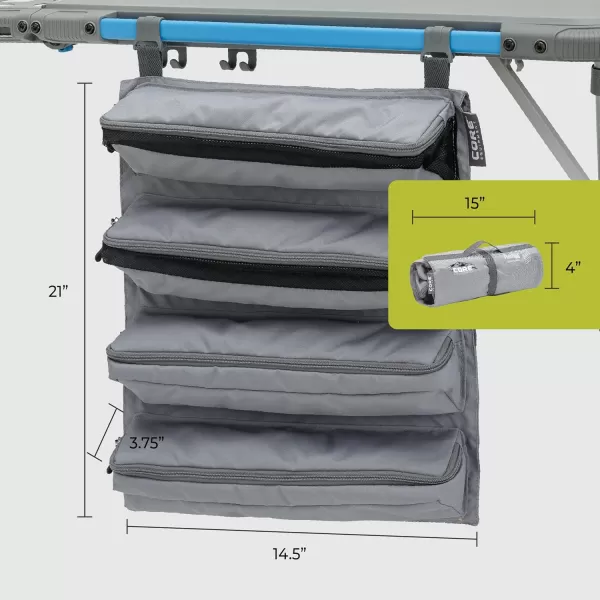 CORE Hanging Organizer  Fits The 4 Foot Outdoor FlexRail Camp ampamp Cook Table  Portable for Beach Picnic Backyards BBQ Tailgate Patio and Party