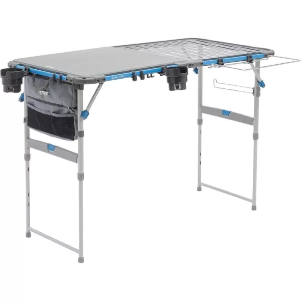CORE Outdoor Cook Table  4 Foot Table with Adjustable Height and Storage for Cooking Accessories  Foldable ampamp Portable for Beach Picnic Backyards BBQ Tailgate Patio and Party4 Cook Foot Table with FlexRail