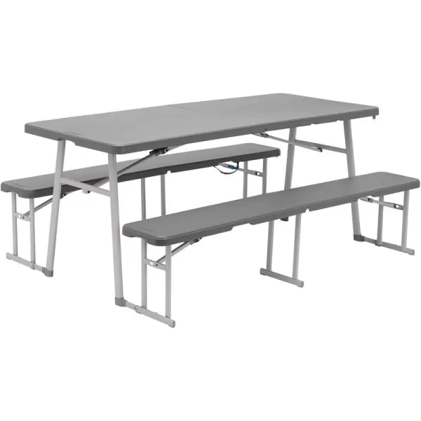 imageCORE 6 Foot Folding Table  3in1 Portable Picnic Table for Outdoor Beach Backyards BBQ Tailgate Patio and Party  Includes Outdoor Table and Benches