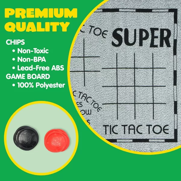 3in1 Vintage Giant Checkers and Tic Tac Toe Game with Reversible Mat 24 Chips Family Board Game Lawn Game BBQ Party Favor Indoor and Outdoor Activity for Kids and Adults