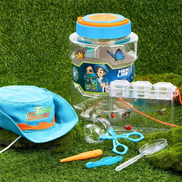 Bug Catcher Nature Exploration Set  Includes Habitat Bucket Critter Box Activity Booklet Butterfly Net Magnifier Tweezer Pipette Bug Tong and Exploration Hat Bug Catching Kids 3