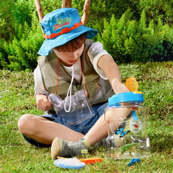 Bug Catcher Nature Exploration Set  Includes Habitat Bucket Critter Box Activity Booklet Butterfly Net Magnifier Tweezer Pipette Bug Tong and Exploration Hat Bug Catching Kids 3