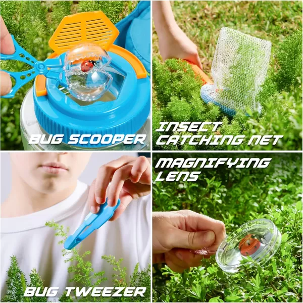 Bug Catcher Nature Exploration Set  Includes Habitat Bucket Critter Box Activity Booklet Butterfly Net Magnifier Tweezer Pipette Bug Tong and Exploration Hat Bug Catching Kids 3