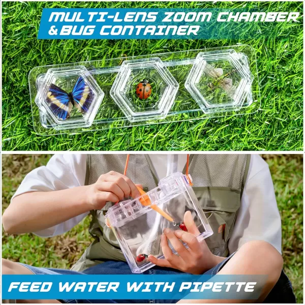 Bug Catcher Nature Exploration Set  Includes Habitat Bucket Critter Box Activity Booklet Butterfly Net Magnifier Tweezer Pipette Bug Tong and Exploration Hat Bug Catching Kids 3