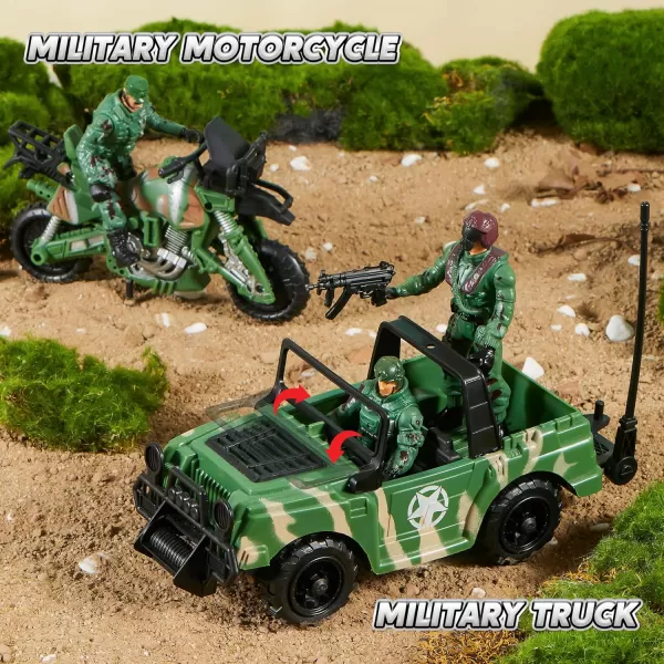 JOYIN 10in1 Military Helicopter Toys Set with Light Sound Trucks Boat Bike Army Men Weapons  Kids Gifts