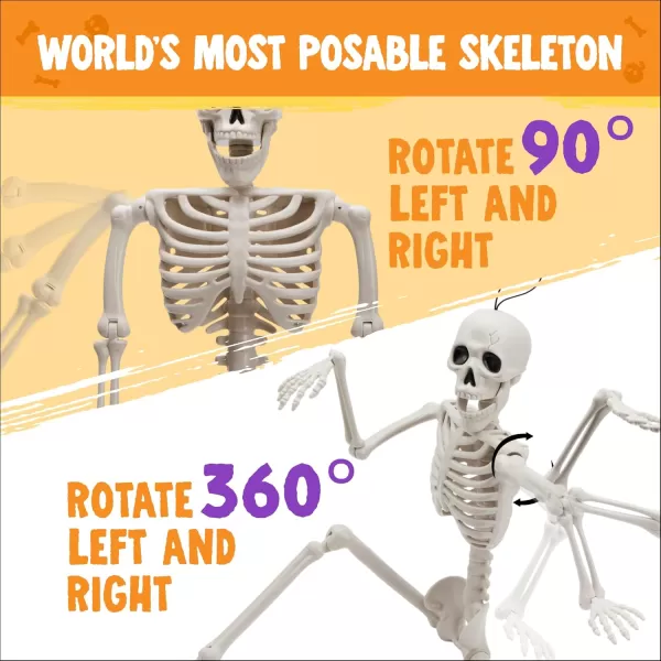 JOYIN 12 PCS 16quot Halloween Posable Skeletons Hanging Decoration Plastic Full Body Posable Small Skeletons with Movable Joints for Halloween Indoor Outdoor Party Decor Graveyard White16 inches