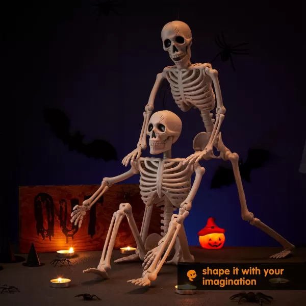 JOYIN 12 PCS 16quot Halloween Posable Skeletons Hanging Decoration Plastic Full Body Posable Small Skeletons with Movable Joints for Halloween Indoor Outdoor Party Decor Graveyard White24inches