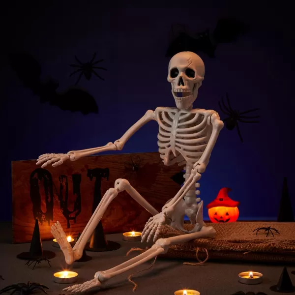 JOYIN 12 PCS 16quot Halloween Posable Skeletons Hanging Decoration Plastic Full Body Posable Small Skeletons with Movable Joints for Halloween Indoor Outdoor Party Decor Graveyard White24inches