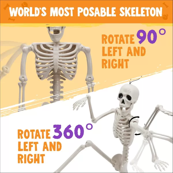 JOYIN 12 PCS 16quot Halloween Posable Skeletons Hanging Decoration Plastic Full Body Posable Small Skeletons with Movable Joints for Halloween Indoor Outdoor Party Decor Graveyard White16 inches