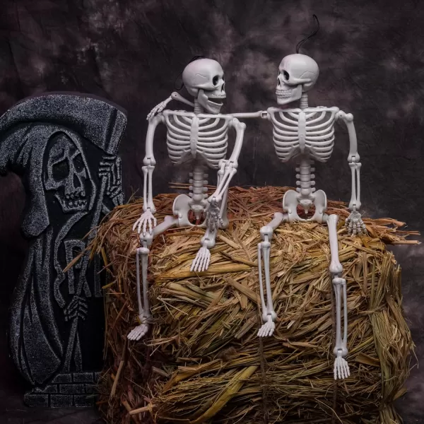 JOYIN 12 PCS 16quot Halloween Posable Skeletons Hanging Decoration Plastic Full Body Posable Small Skeletons with Movable Joints for Halloween Indoor Outdoor Party Decor Graveyard White16 inches