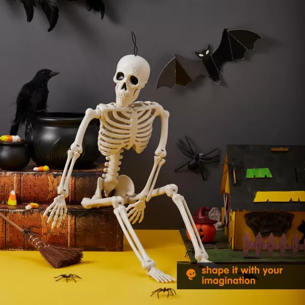 JOYIN 12 PCS 16quot Halloween Posable Skeletons Hanging Decoration Plastic Full Body Posable Small Skeletons with Movable Joints for Halloween Indoor Outdoor Party Decor Graveyard White24inches