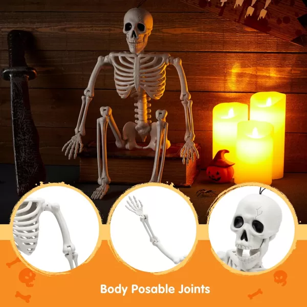 JOYIN 12 PCS 16quot Halloween Posable Skeletons Hanging Decoration Plastic Full Body Posable Small Skeletons with Movable Joints for Halloween Indoor Outdoor Party Decor Graveyard White24inches