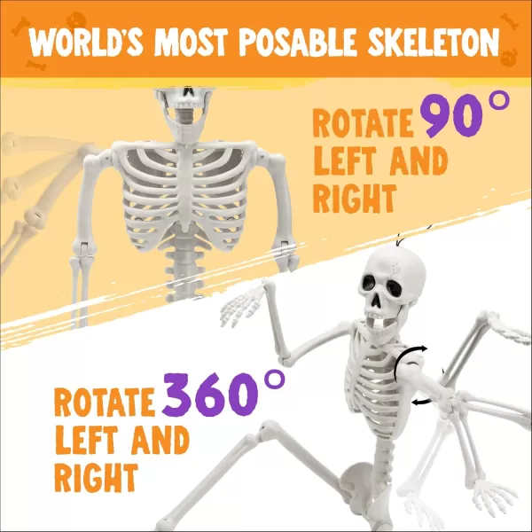 JOYIN 12 PCS 16quot Halloween Posable Skeletons Hanging Decoration Plastic Full Body Posable Small Skeletons with Movable Joints for Halloween Indoor Outdoor Party Decor Graveyard White24inches
