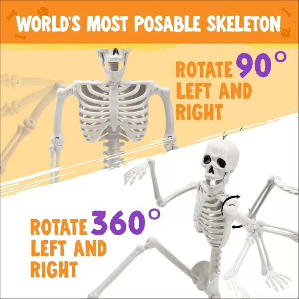 JOYIN 12 PCS 16quot Halloween Posable Skeletons Hanging Decoration Plastic Full Body Posable Small Skeletons with Movable Joints for Halloween Indoor Outdoor Party Decor Graveyard White16 inches