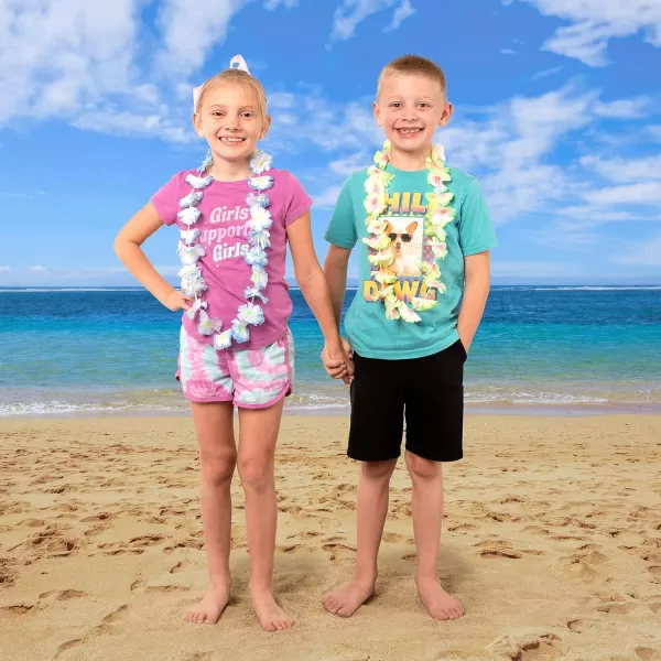JOYIN 120 Counts Hawaiian Leis Bulk Colorful Tropical Flower Leis for Kids Adults Hawaiian Beach Luau Party Favors Decorations