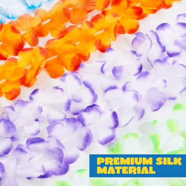 JOYIN 120 Counts Hawaiian Leis Bulk Colorful Tropical Flower Leis for Kids Adults Hawaiian Beach Luau Party Favors Decorations