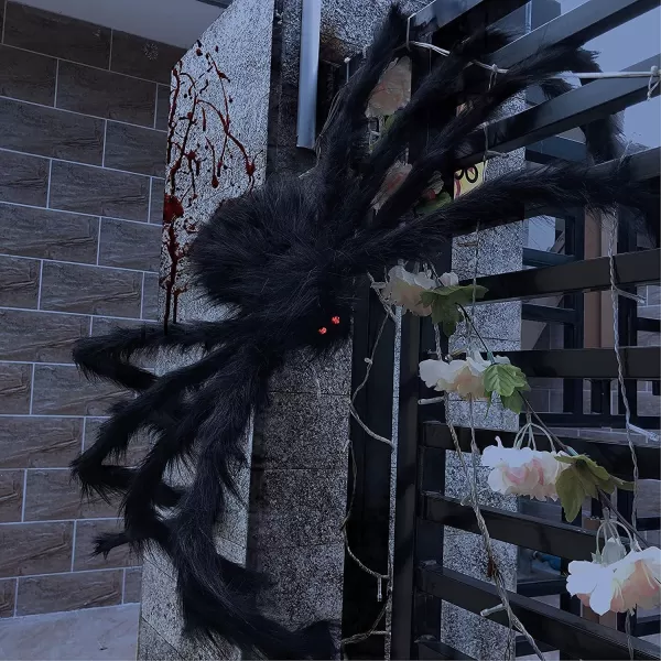 JOYIN 2 Pack 5 Ft Halloween Outdoor Decorations Black Scary Giant Fake Hairy Spider Props for Yard Party Decor47 inch