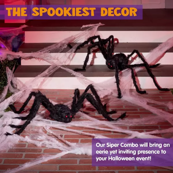 JOYIN 2 Pack 5 Ft Halloween Outdoor Decorations Black Scary Giant Fake Hairy Spider Props for Yard Party Decor47 inch
