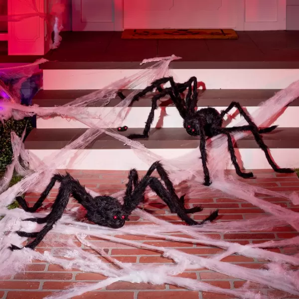 JOYIN 2 Pack 5 Ft Halloween Outdoor Decorations Black Scary Giant Fake Hairy Spider Props for Yard Party Decor47 inch