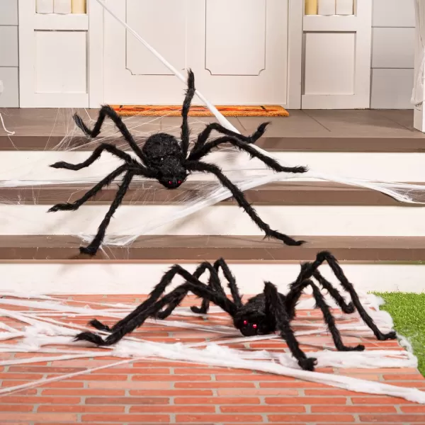 JOYIN 2 Pack 5 Ft Halloween Outdoor Decorations Black Scary Giant Fake Hairy Spider Props for Yard Party Decor47 inch