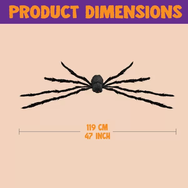 JOYIN 2 Pack 5 Ft Halloween Outdoor Decorations Black Scary Giant Fake Hairy Spider Props for Yard Party Decor47 inch