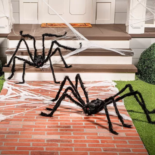 JOYIN 2 Pack 5 Ft Halloween Outdoor Decorations Black Scary Giant Fake Hairy Spider Props for Yard Party Decor60 inch