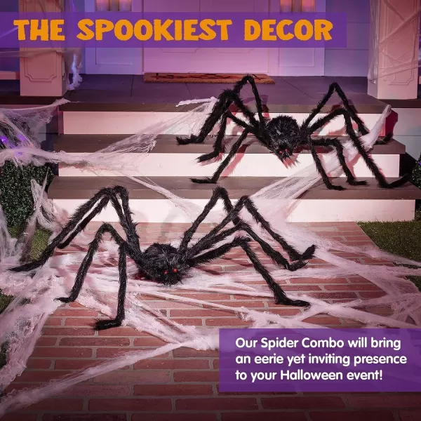 JOYIN 2 Pack 5 Ft Halloween Outdoor Decorations Black Scary Giant Fake Hairy Spider Props for Yard Party Decor60 inch
