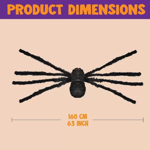 JOYIN 2 Pack 5 Ft Halloween Outdoor Decorations Black Scary Giant Fake Hairy Spider Props for Yard Party Decor60 inch