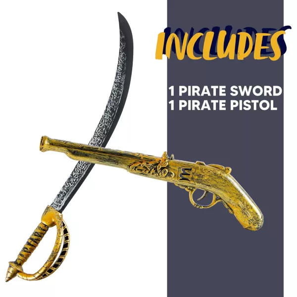 JOYIN 28quot Pirate Sword and 16quot Pirate Pistol Set Halloween Party Costume Accessories