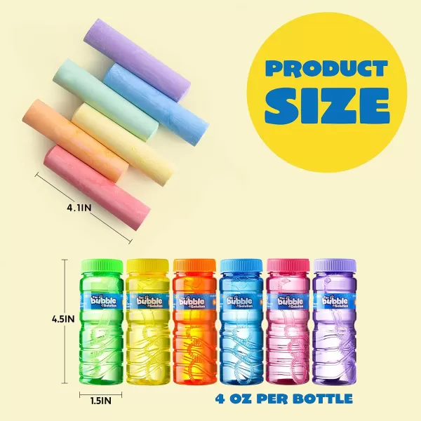 JOYIN 84 Pcs Party Favors for Kids Activities Includes 12 Bundles of Sidewalk Chalks in 6 Colors Bubble Bottle with Wands Fun Toys Games