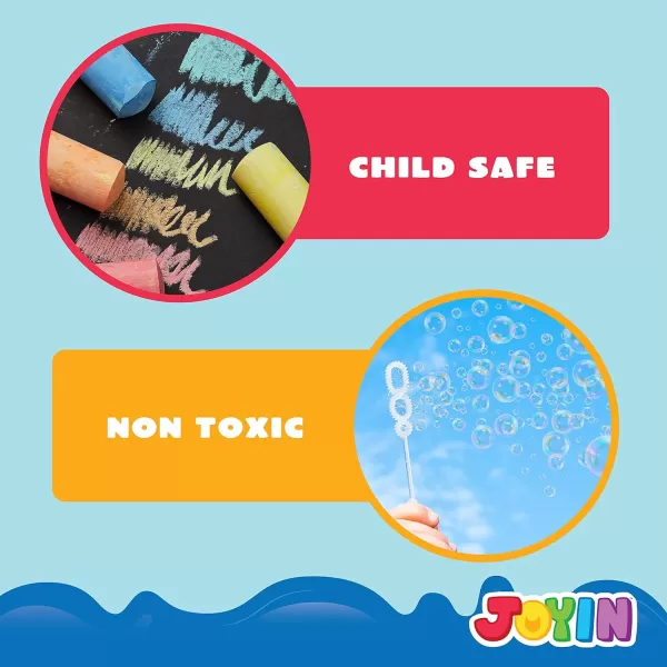 JOYIN 84 Pcs Party Favors for Kids Activities Includes 12 Bundles of Sidewalk Chalks in 6 Colors Bubble Bottle with Wands Fun Toys Games