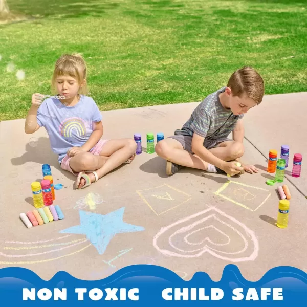 JOYIN 84 Pcs Party Favors for Kids Activities Includes 12 Bundles of Sidewalk Chalks in 6 Colors Bubble Bottle with Wands Fun Toys Games