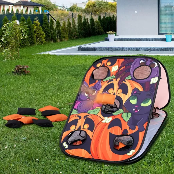 JOYIN Halloween Bean Bag Toss Game for kids Collapsible Cornhole Game set for Halloween Outside Indoor Backyard Party Birthday Easter