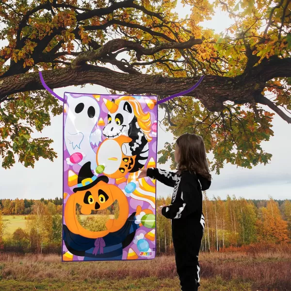 JOYIN Halloween Bean Bag Toss Games and Halloween Inflatable Spider Ring Toss Game for Kids Pumpkin Ghost Toss Game with Bean Bags Halloween Games Party Favor Decoration