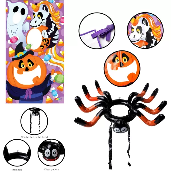JOYIN Halloween Bean Bag Toss Games and Halloween Inflatable Spider Ring Toss Game for Kids Pumpkin Ghost Toss Game with Bean Bags Halloween Games Party Favor Decoration